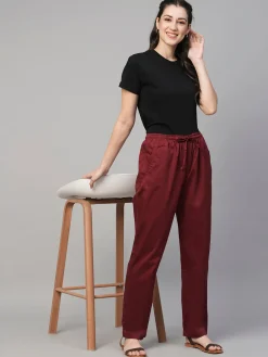 Women Cottonworld Trousers^Women's Cotton Elastane Regular Fit Pant