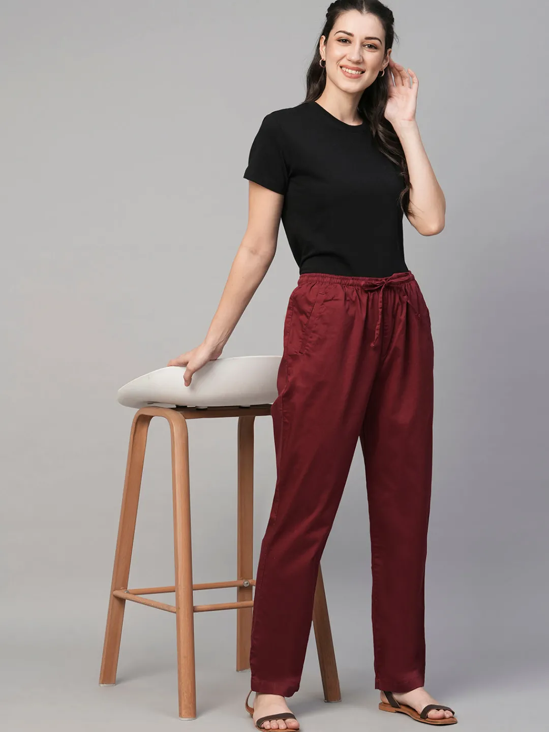 Women Cottonworld Trousers^Women's Cotton Elastane Regular Fit Pant