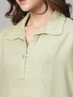 Women Cottonworld Tops & Shirts | Tops & Shirts^Women's 100% Linen Boxy Fit Blouse