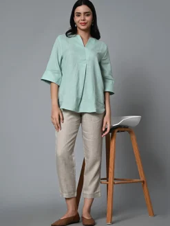 Women Cottonworld Tops & Shirts | Tops & Shirts^Women's Linen Excel Regular Fit Blouse