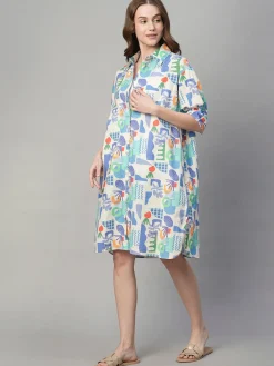 Women Cottonworld Dresses | Dresses^Women's Cotton Linen Boxy Fit Dress