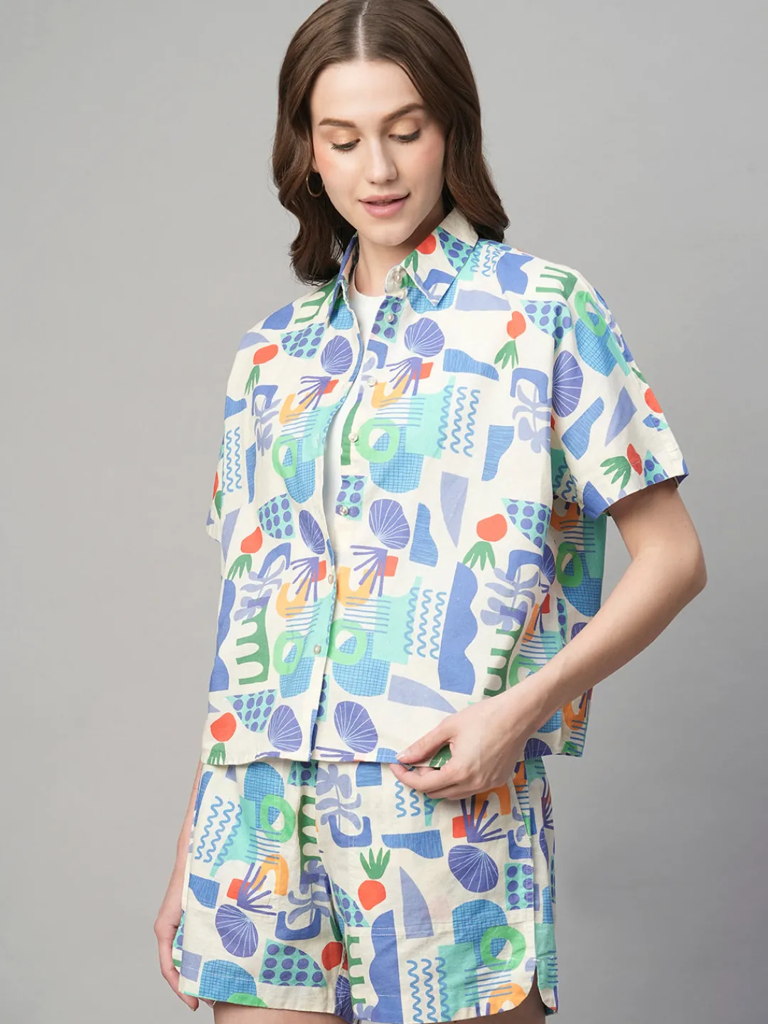 Women Cottonworld Tops & Shirts | Tops & Shirts^Women's Cotton Linen Boxy Fit Blouse