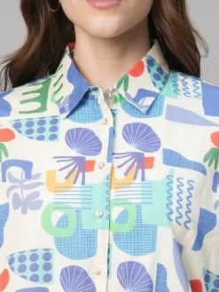 Women Cottonworld Tops & Shirts | Tops & Shirts^Women's Cotton Linen Boxy Fit Blouse