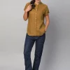 Women Cottonworld Tops & Shirts | Tops & Shirts^Women's 100% Linen Regular Fit Blouse