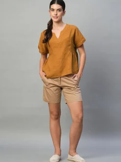 Women Cottonworld Tops & Shirts | Tops & Shirts^Women's 100% Linen Regular Fit Blouse