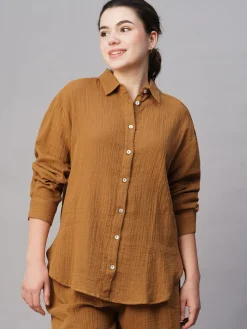 Women Cottonworld Womens Co-Ord Sets^Women's Cotton Boxy Fit Blouse