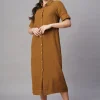 Women Cottonworld Dresses | Dresses^Women's Linen Viscose Regular Fit Dress