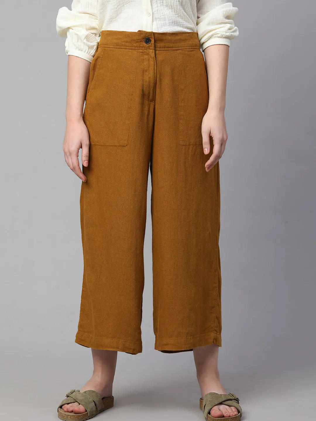 Women Cottonworld Culottes^Women's Linen Viscose Wide Leg Culotte
