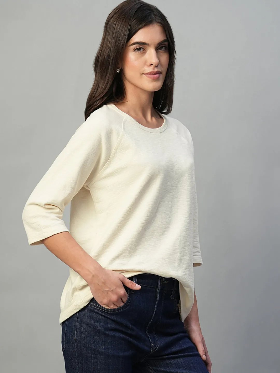 Women Cottonworld Round Neck | Regular Fit^Women's 100% Cotton Regular Fit Tshirt