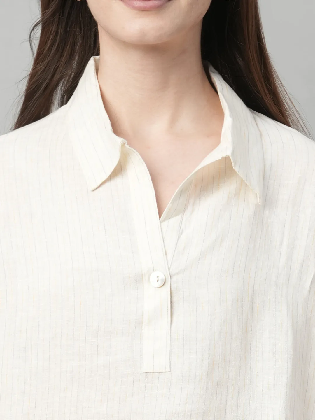 Women Cottonworld Tops & Shirts | Tops & Shirts^Women's 100% Linen Boxy Fit Blouse