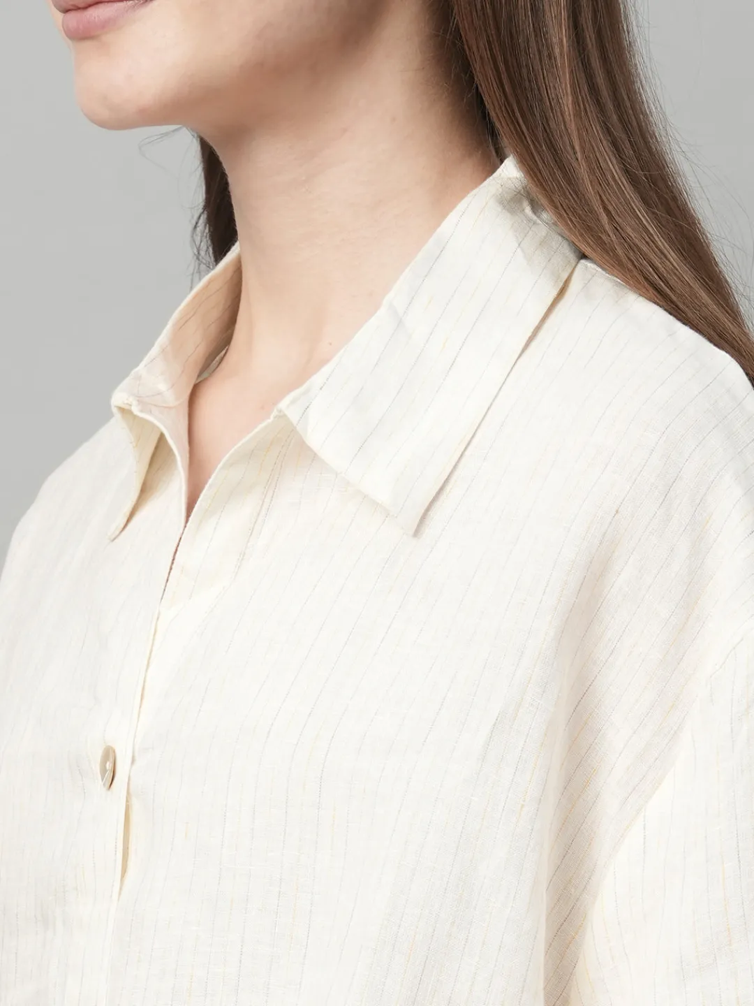 Women Cottonworld Tops & Shirts | Tops & Shirts^Women's 100% Linen Boxy Fit Blouse