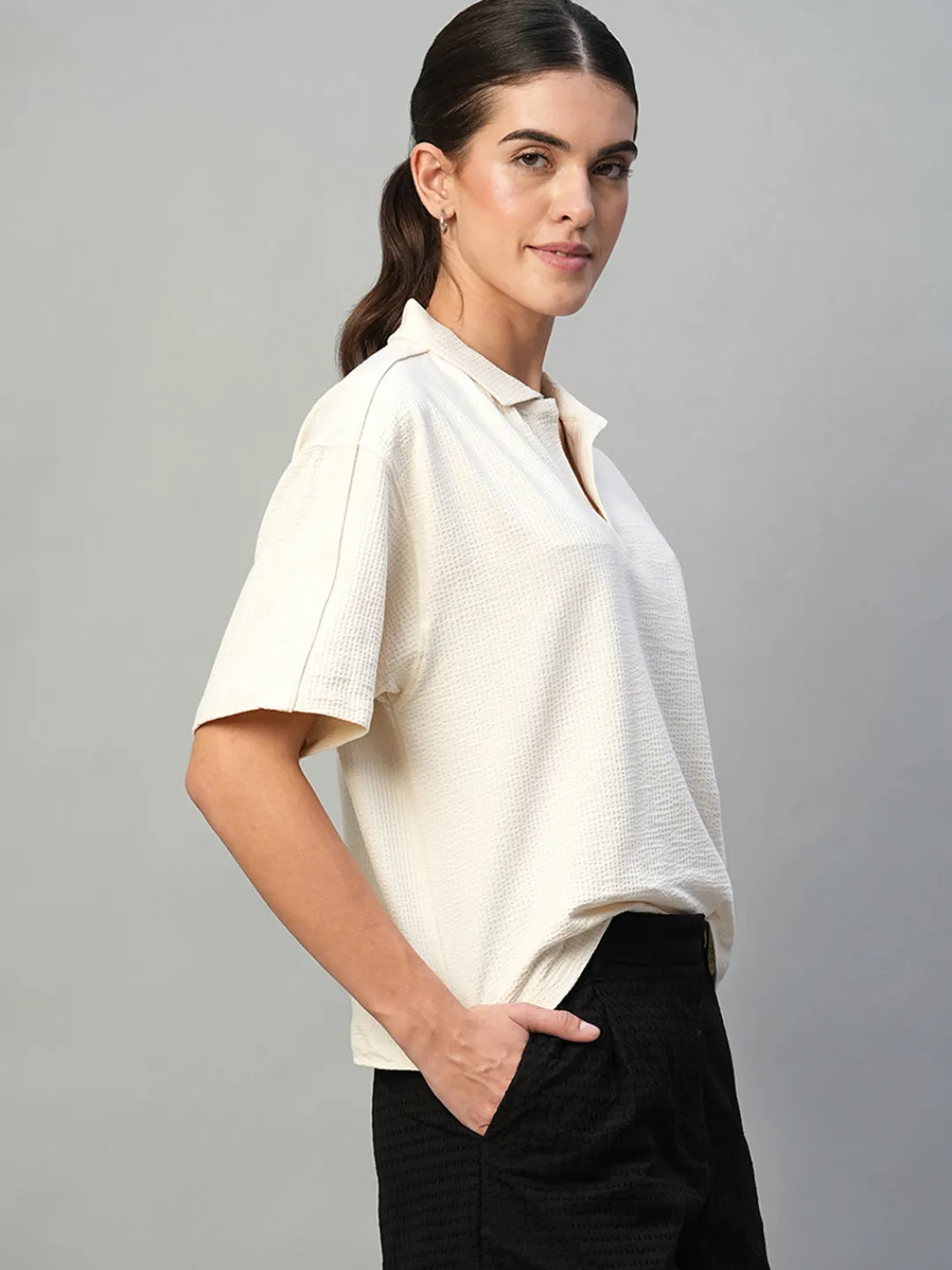 Women Cottonworld Regular Fit^Women's Cotton Elastane Regular Fit Tshirt