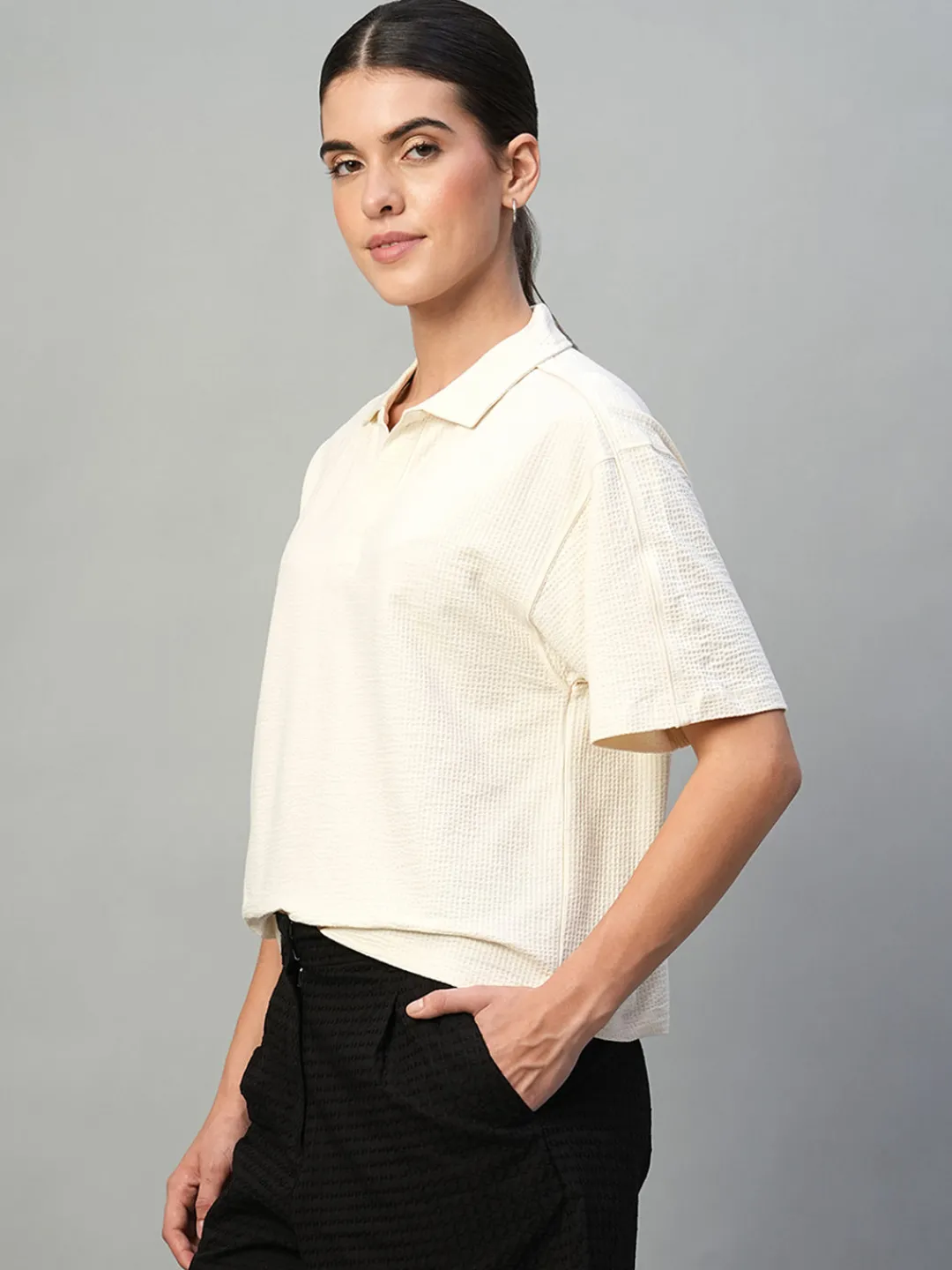 Women Cottonworld Regular Fit^Women's Cotton Elastane Regular Fit Tshirt