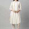 Women Cottonworld Womens Co-Ord Sets^Women's Cotton Linen Regular Fit Kurta