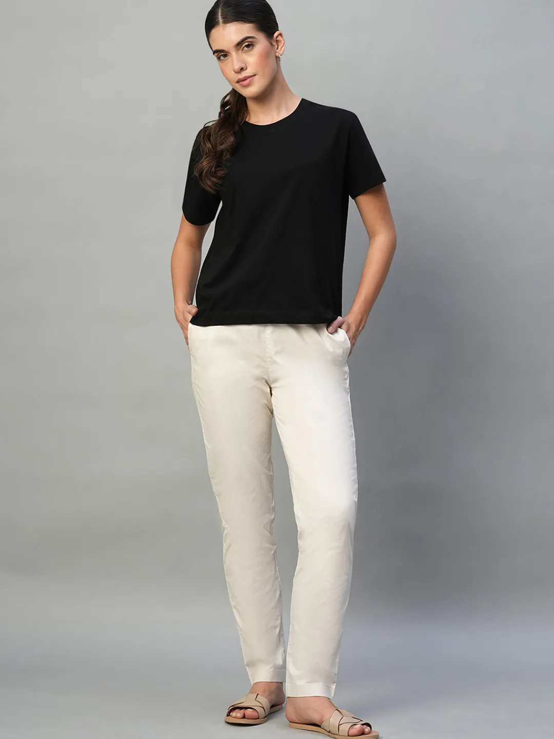 Women Cottonworld Trousers^Women's Cotton Lycra Regular Fit Pant