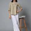 Women Cottonworld Tops & Shirts | Tops & Shirts^Women's Linen Excel Regular Fit Blouse