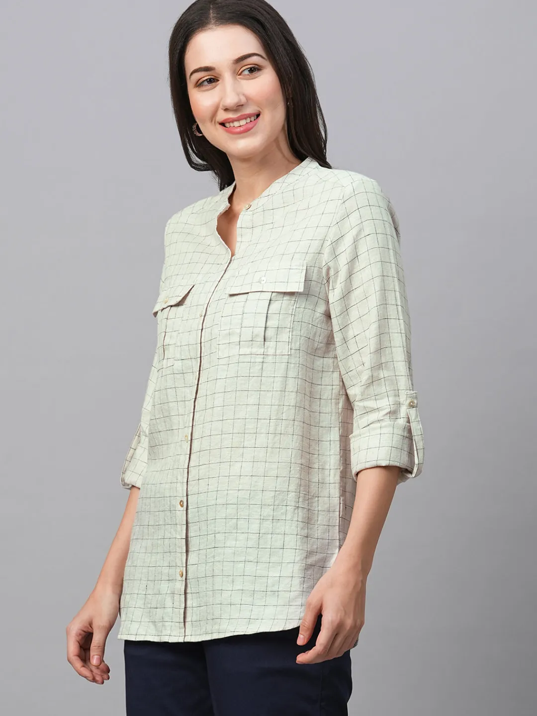 Women Cottonworld Tops & Shirts | Tops & Shirts^Women's Linen Excel Regular Fit Blouse