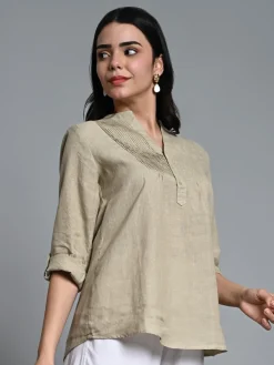 Women Cottonworld Tops & Shirts | Tops & Shirts^Women's Linen Excel Regular Fit Blouse