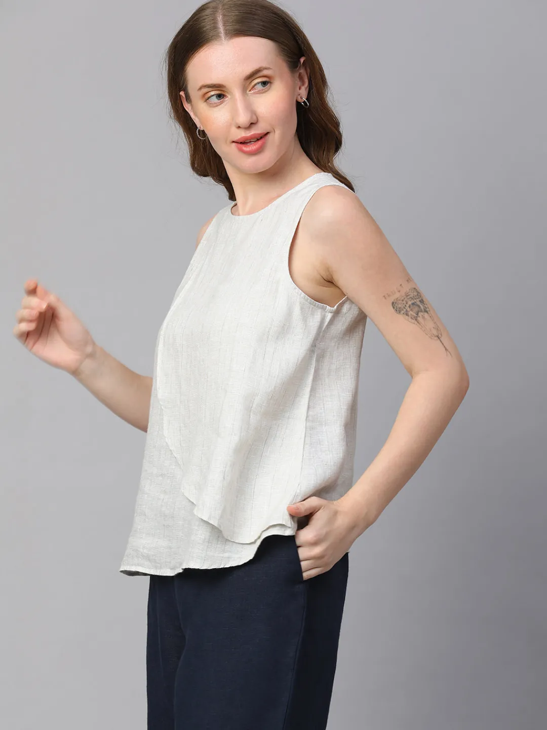Women Cottonworld Tops & Shirts | Tops & Shirts^Women's Linen Regular Fit Blouse