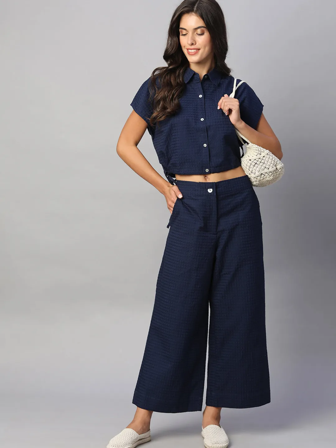 Women Cottonworld Womens Co-Ord Sets^Women's 100% Cotton Regular Fit Blouse