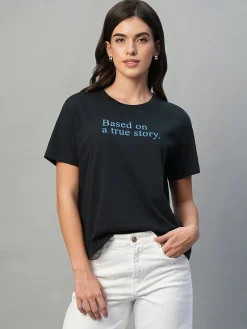 Women Cottonworld Round Neck | Regular Fit^Women's 100% Cotton Regular Fit Tshirt