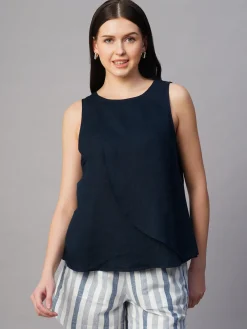 Women Cottonworld Tops & Shirts | Tops & Shirts^Women's 100% Linen Regular Fit Blouse