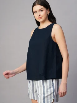 Women Cottonworld Tops & Shirts | Tops & Shirts^Women's 100% Linen Regular Fit Blouse