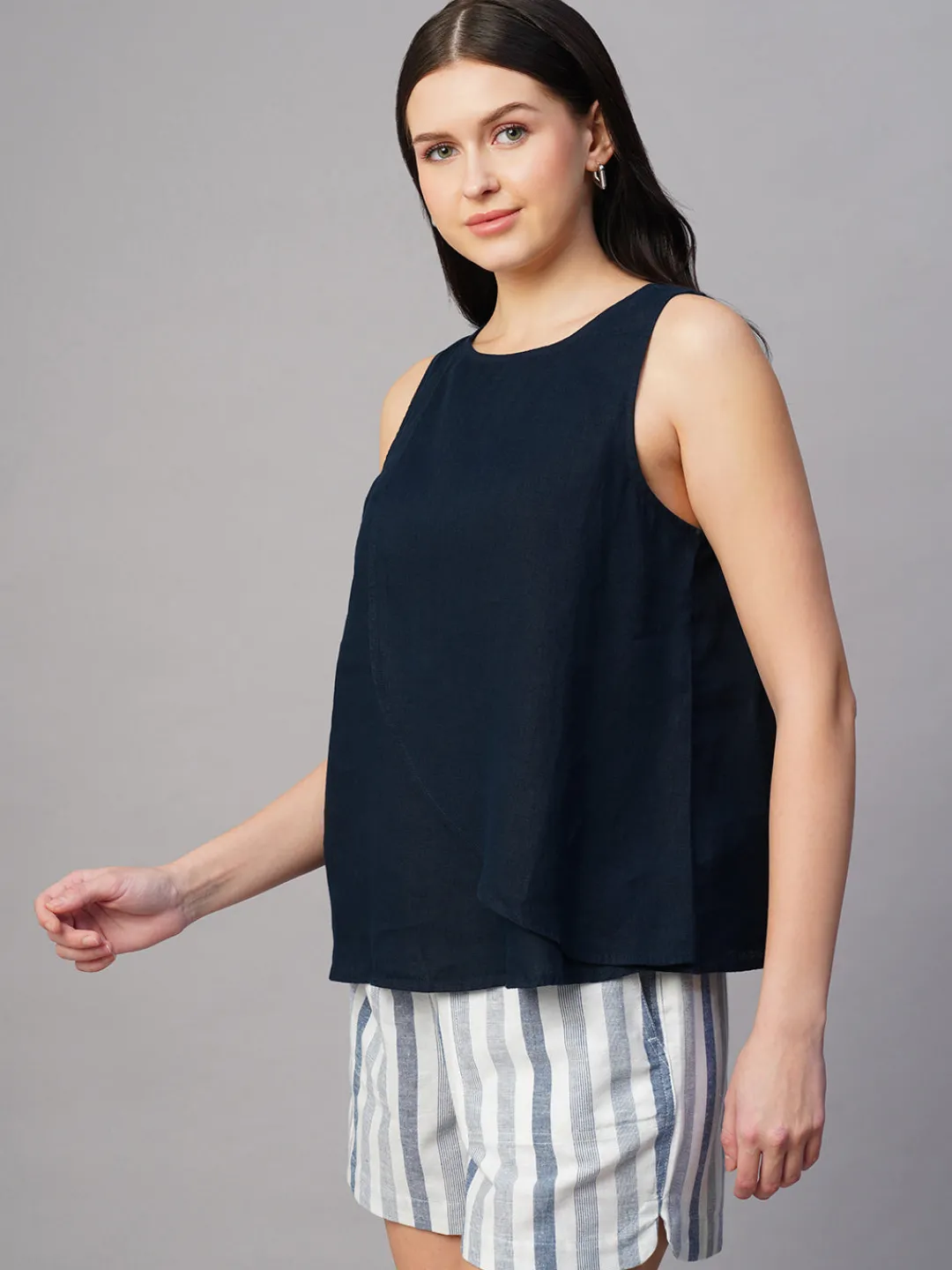 Women Cottonworld Tops & Shirts | Tops & Shirts^Women's 100% Linen Regular Fit Blouse