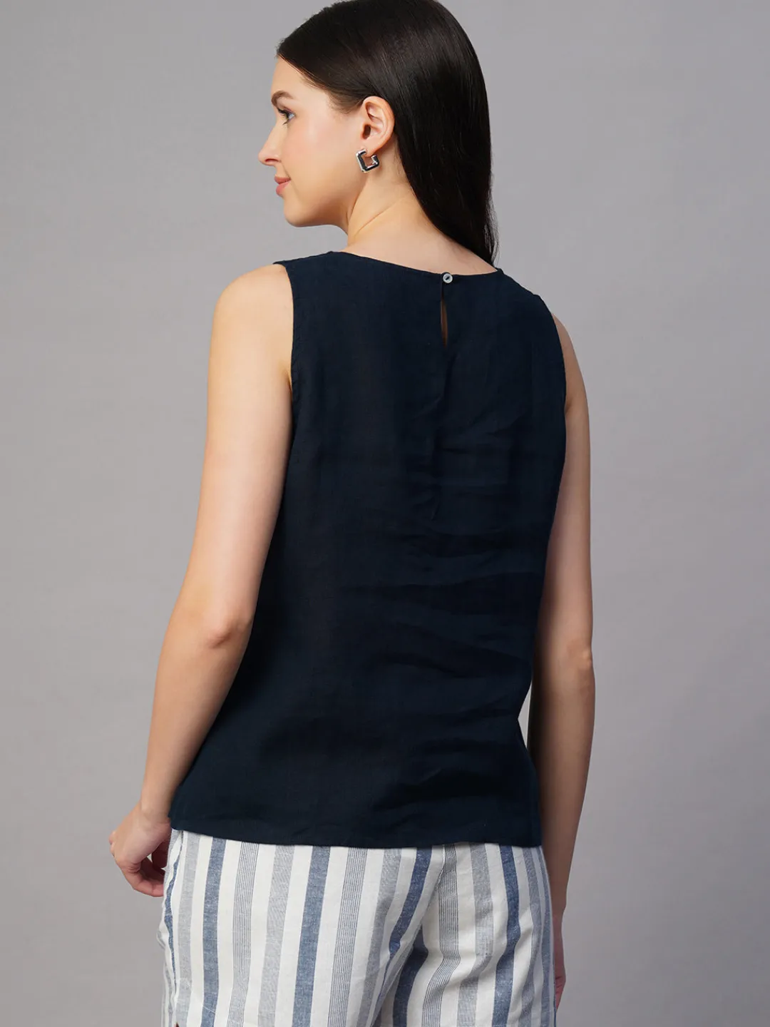Women Cottonworld Tops & Shirts | Tops & Shirts^Women's 100% Linen Regular Fit Blouse