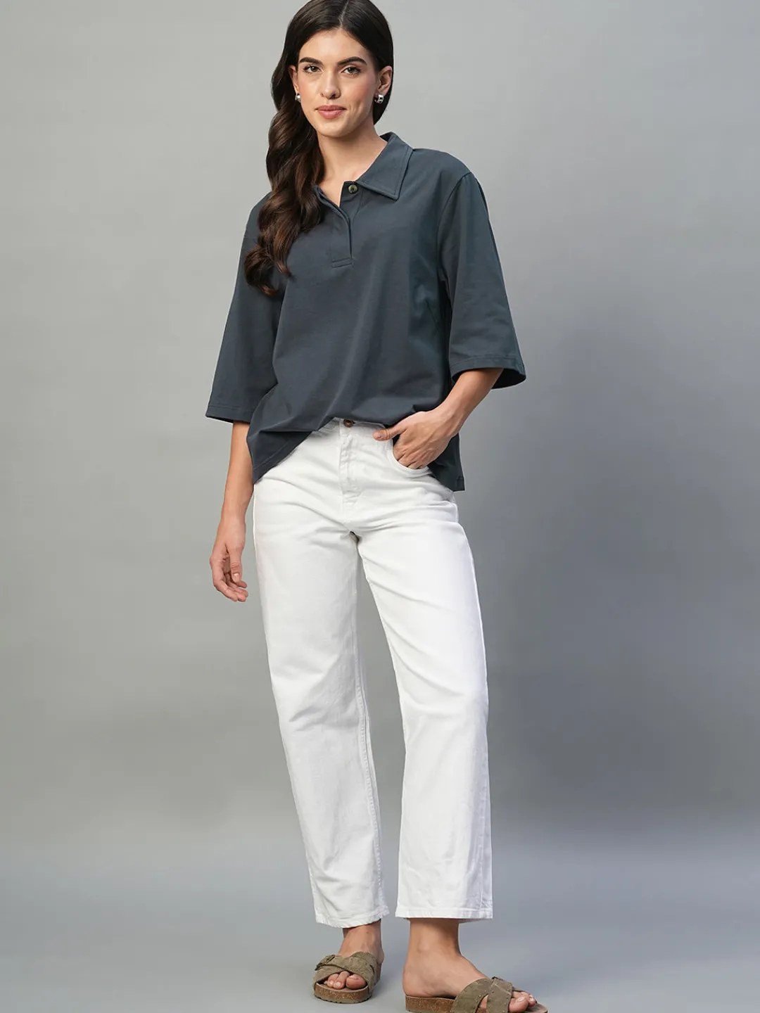 Women Cottonworld Regular Fit^Women's Cotton Elastane Regular Fit Tshirt