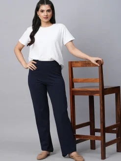 Women Cottonworld Trousers^Women's Cotton Elastane Regular Fit Pant