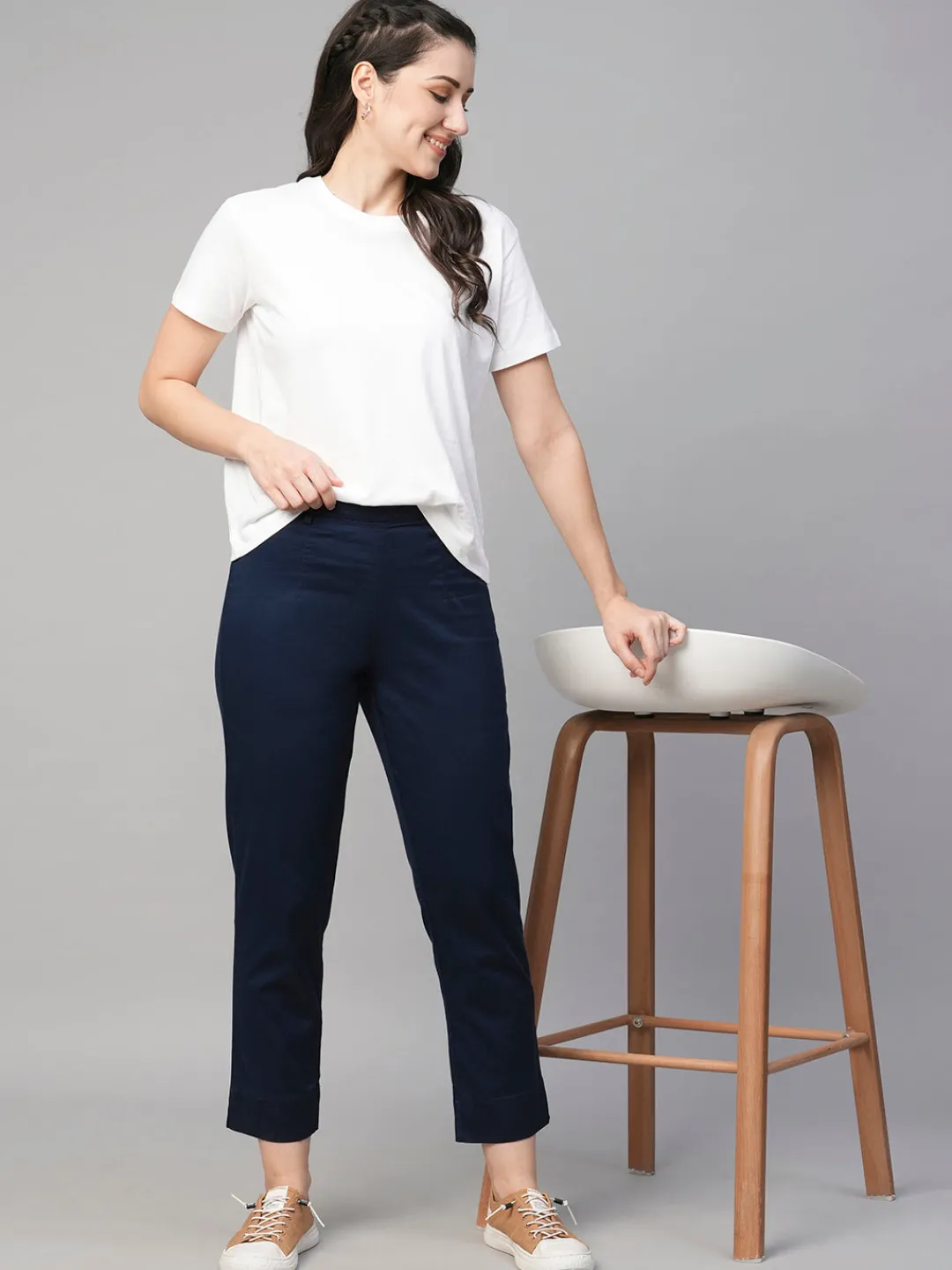 Women Cottonworld Trousers^Women's Cotton Elastane Regular Fit Pant