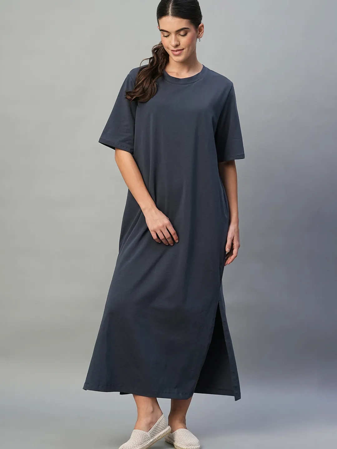 Women Cottonworld Dresses^Women's Cotton Elastane Regular Fit Knit Dress