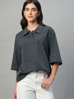 Women Cottonworld Regular Fit^Women's Cotton Elastane Regular Fit Tshirt