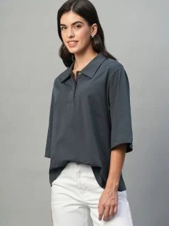 Women Cottonworld Regular Fit^Women's Cotton Elastane Regular Fit Tshirt