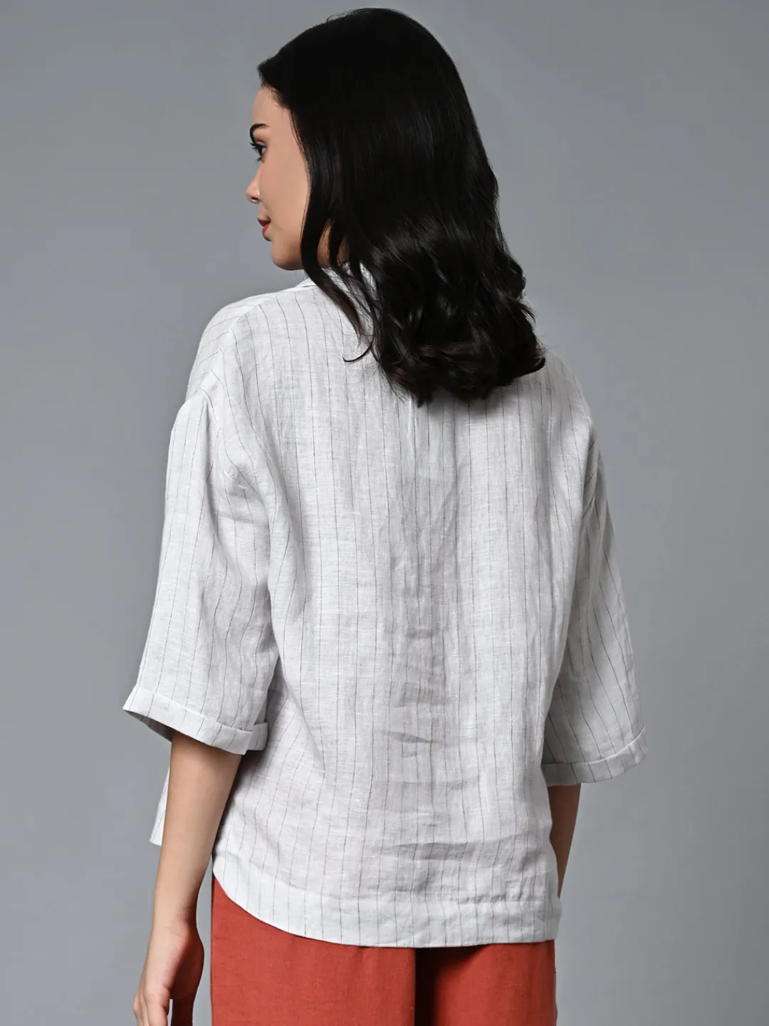 Women Cottonworld Tops & Shirts | Tops & Shirts^Women's 100% Linen Boxy Fit Blouse