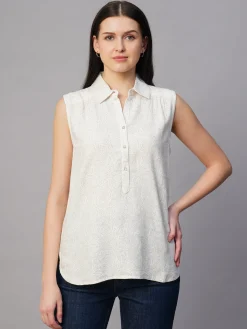 Women Cottonworld Tops & Shirts | Tops & Shirts^Women's Linen Cotton Regular Fit Blouse