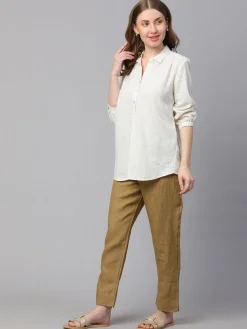 Women Cottonworld Tops & Shirts | Tops & Shirts^Women's Linen Viscose Regular Fit Blouse