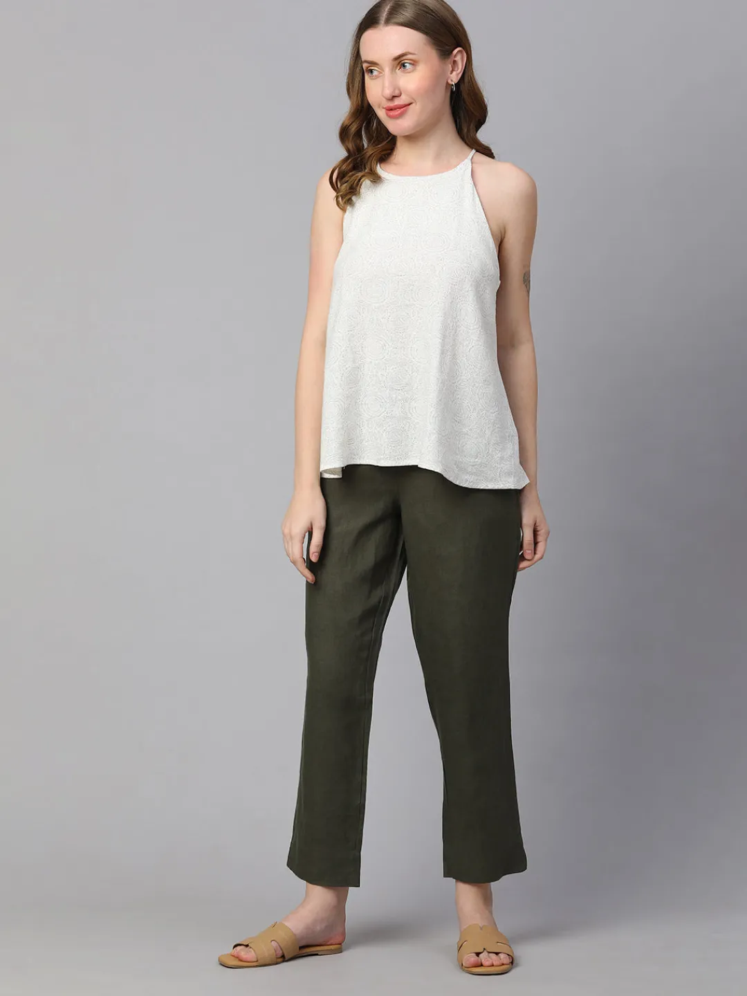 Women Cottonworld Tops & Shirts | Tops & Shirts^Women's Linen Viscose Regular Fit Blouse
