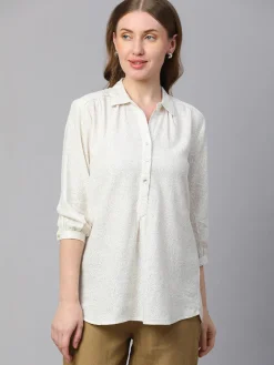 Women Cottonworld Tops & Shirts | Tops & Shirts^Women's Linen Viscose Regular Fit Blouse