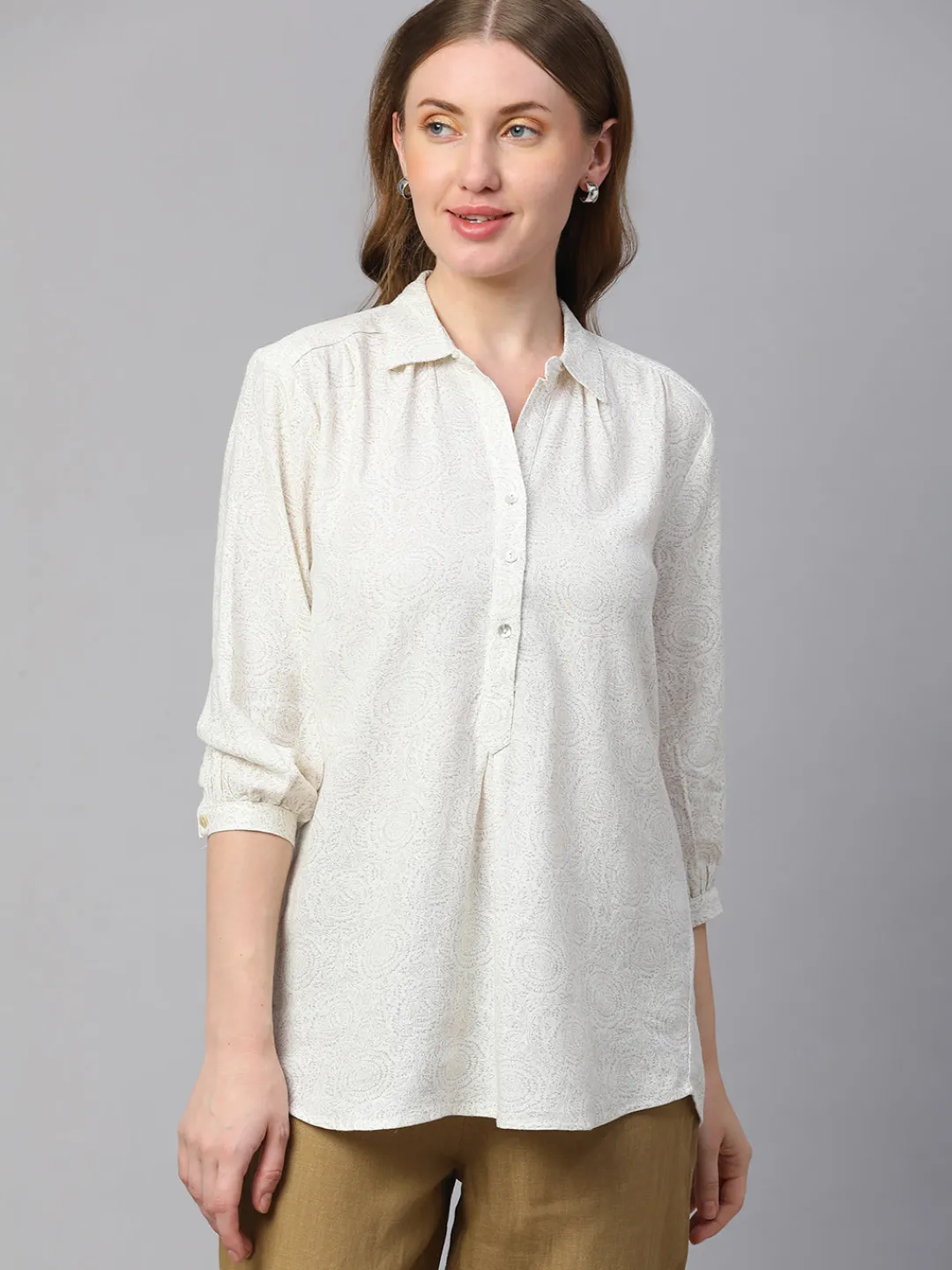 Women Cottonworld Tops & Shirts | Tops & Shirts^Women's Linen Viscose Regular Fit Blouse