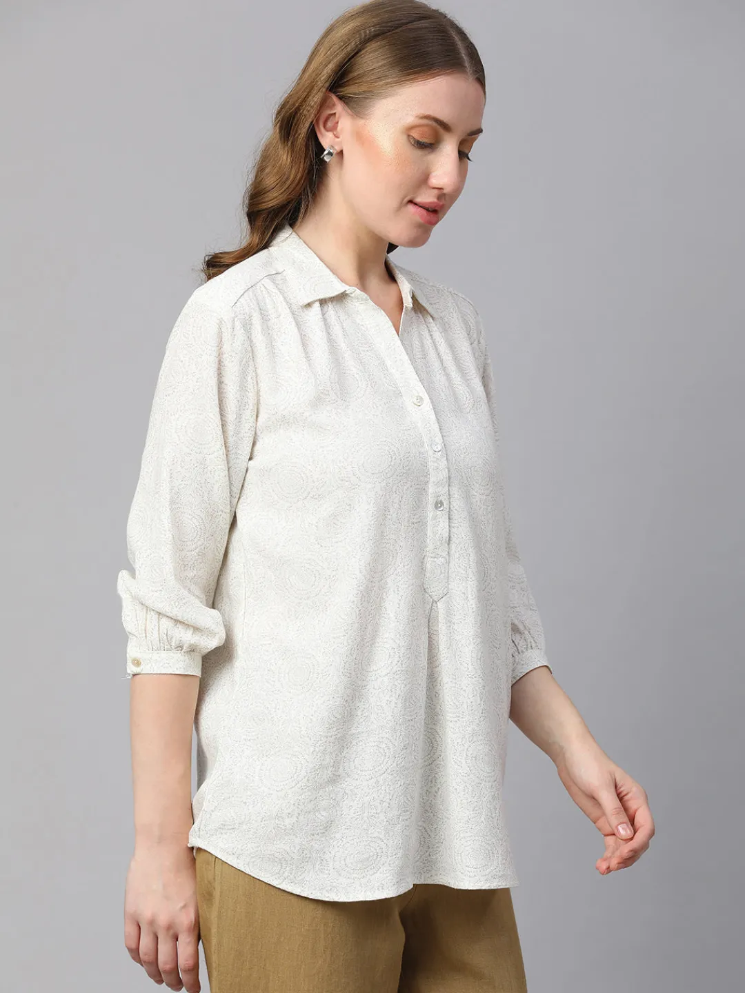 Women Cottonworld Tops & Shirts | Tops & Shirts^Women's Linen Viscose Regular Fit Blouse
