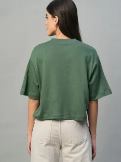 Women Cottonworld Round Neck^Women's 100% Cotton Boxy Fit Tshirt