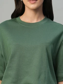 Women Cottonworld Round Neck^Women's 100% Cotton Boxy Fit Tshirt