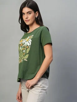 Women Cottonworld Round Neck | Regular Fit^Women's 100% Cotton Regular Fit Tshirt