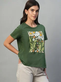 Women Cottonworld Round Neck | Regular Fit^Women's 100% Cotton Regular Fit Tshirt