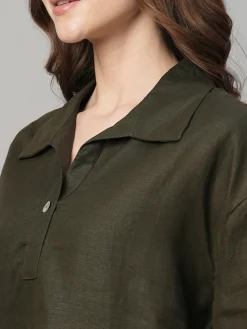 Women Cottonworld Tops & Shirts | Tops & Shirts^Women's 100% Linen Boxy Fit Blouse