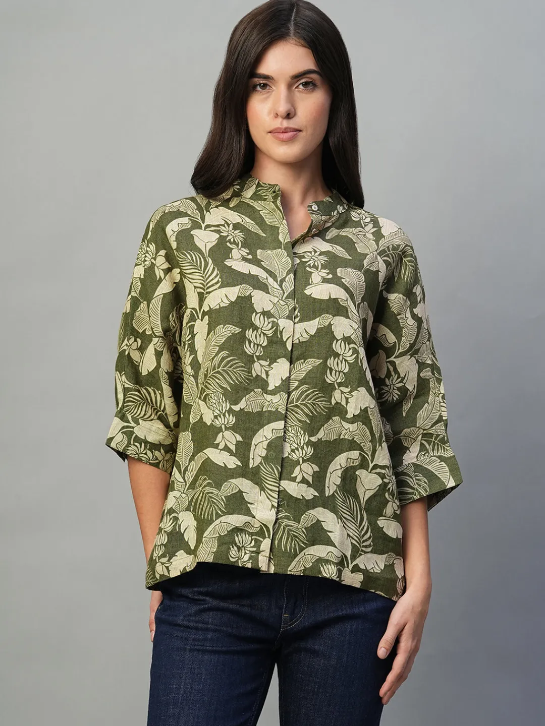 Women Cottonworld Tops & Shirts | Tops & Shirts^Women's 100% Linen Regular Fit Blouse