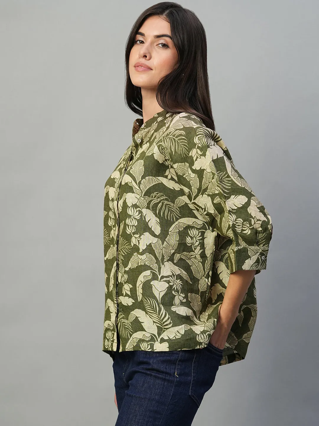 Women Cottonworld Tops & Shirts | Tops & Shirts^Women's 100% Linen Regular Fit Blouse