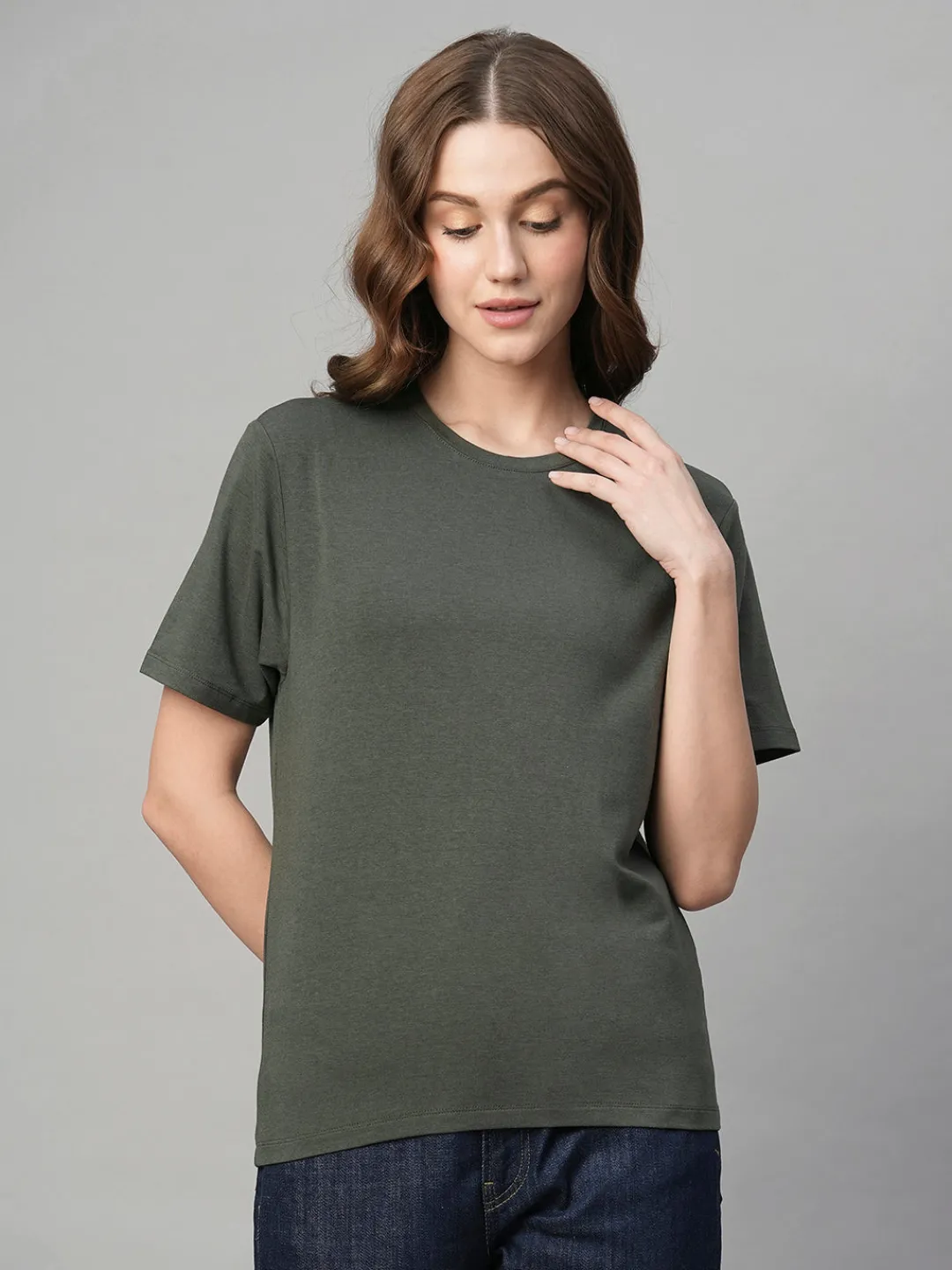Women Cottonworld Round Neck | Regular Fit^Women's Cotton Bamboo Regular Fit Tshirt